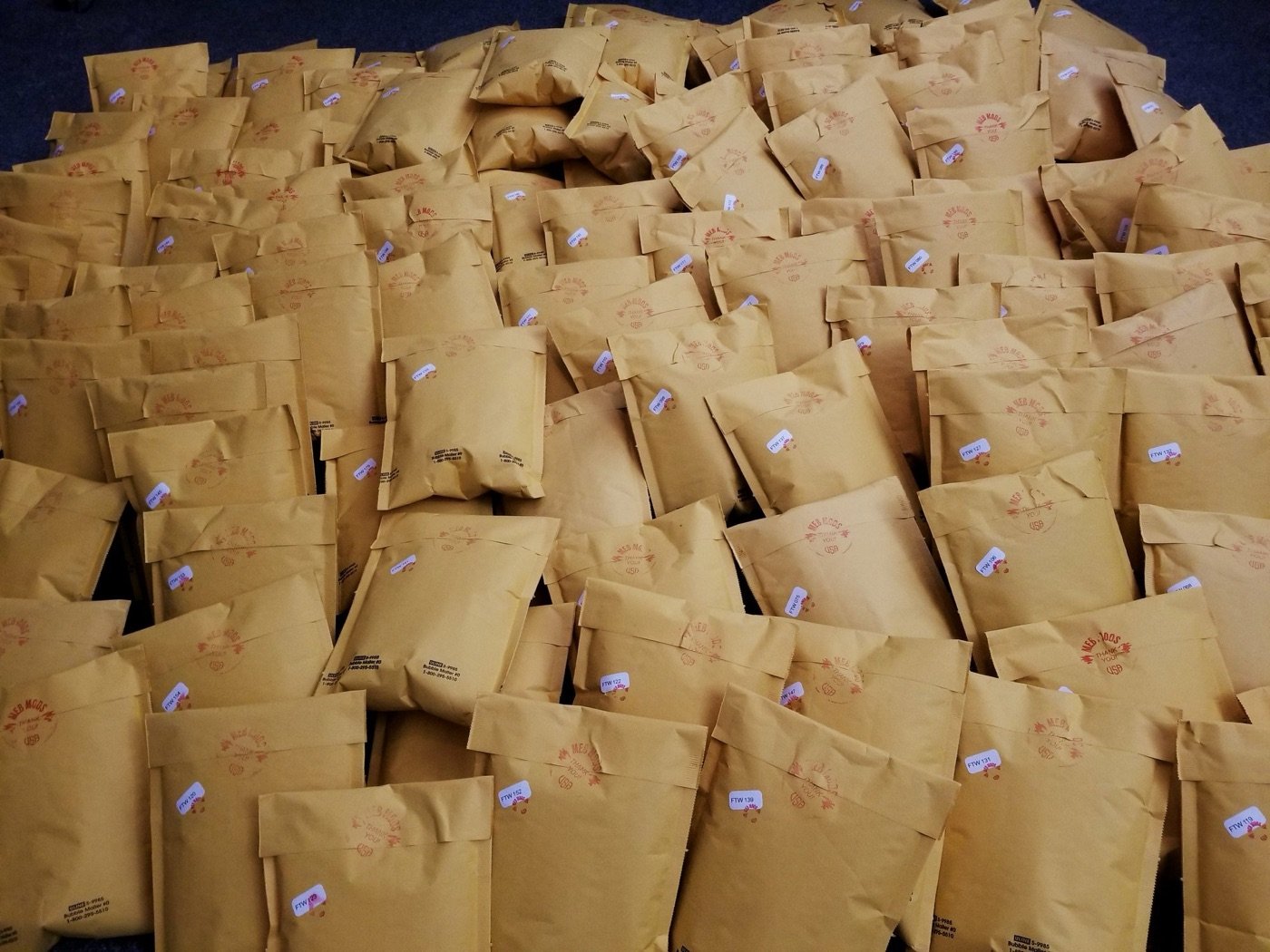 Bulk shipments packed and ready to ship worldwide.